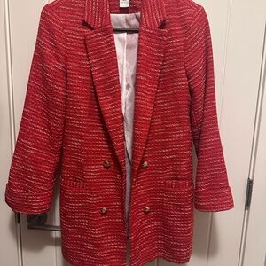 Suzy Shier Red and white Textured Blazer